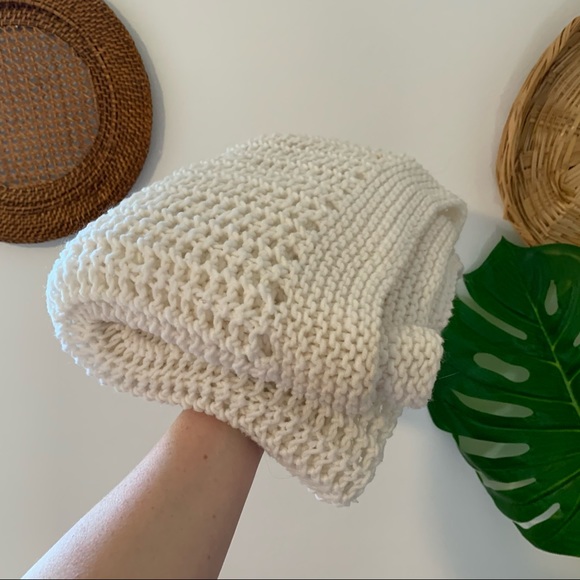 Vintage Cream Crochet Macrame Afghan Throw Blanket - Picture 5 of 8